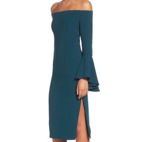 teal bardot dress
